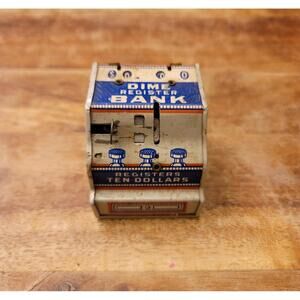 Vintage Tin Litho Cash Register Dime Bank J Chein & Co Toy Collectible USA
